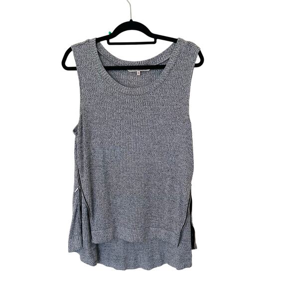 Rachel Roy gray zipper sweater sleeveless top - Picture 1 of 7